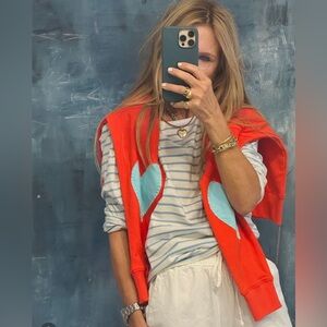 Kerri Rosenthal ex boyfriend sweatshirt, Cheri Red, Elbow heart Patches, NWT